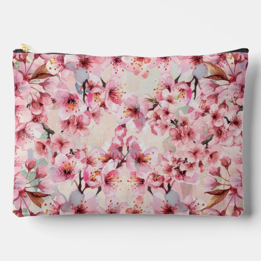 Chic Cherry Blossoms Make-up Bag Zubehörtasche (Vorderseite)