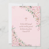 Chic Cherry Blossoms Rose Gold Christening Taufe Einladung (Rückseite)
