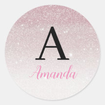 Chic Chic Pink Glitzer Monogram Name + Initial