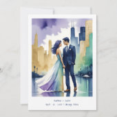 Chic Chicago Iconic Building Colorful Cityscape Einladung (Vorderseite)