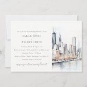 Chic Chicago Illinois City Scape Probe Dinner Einladung (Vorderseite)