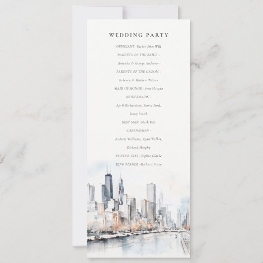 Chic Chicago, Illinois City Scape Wedding Program Einladung (Rückseite)