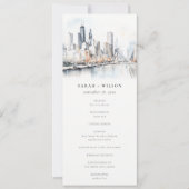 Chic Chicago, Illinois City Scape Wedding Program Einladung (Vorderseite)