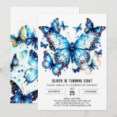 Chic Children Butterfly Boy Geburtstag Einladung (Vorne/Hinten)