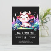 Chic Children Cow Geburtstag Einladung (Stehend Vorderseite)