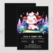 Chic Children Cow Geburtstag Einladung (Vorne/Hinten)