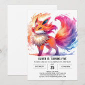 Chic Children Fox Geburtstag Einladung (Vorne/Hinten)