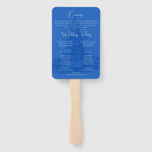 Chic Chinoiserie Pagoda Blue Wedding Program Fan Fächer (Rückseite)