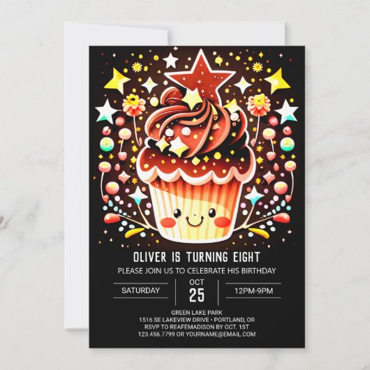 Chic Chocolate Magic Muffin Geburtstag Einladung (Vorderseite)