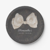 Chic Choquette Dunkelgraue Schleife Brautparty Pappteller (Vorderseite)