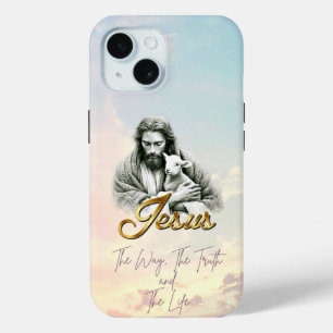 Chic christliche Pastell-Himmel-Jesus-Lamm-Gold-Sc Case-Mate iPhone Hülle