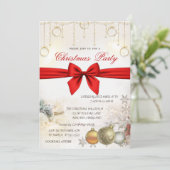 Chic Christmas Balls, Bow Corporate Christmas Einladung (Stehend Vorderseite)