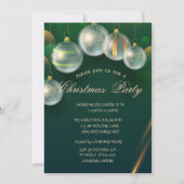 Chic Christmas Balls Green Christmas Party Einladung (Vorderseite)