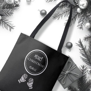 Chic Christmas Black and White Personalisiert Tasche