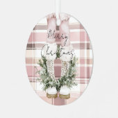 Chic Christmas Blush Pink Legs Boots Ornament Aus Metall (Vorderseite links)