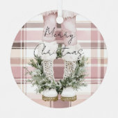 Chic Christmas Blush Pink Legs Boots Ornament Aus Metall (Vorderseite)
