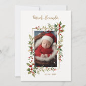 Chic Christmas Botanical Border Naming Ceremony Einladung (Vorderseite)