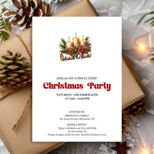 Chic Christmas Candles Holiday Party Invite Einladung
