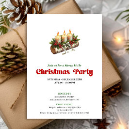 Chic Christmas Candles Pine Wreath Invite Card Einladung