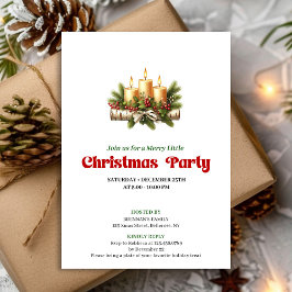 Chic Christmas Candles Pine Wreath Party Invite Einladung