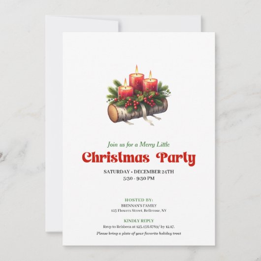 Chic Christmas decoration invite editable layout Einladung (Vorderseite)