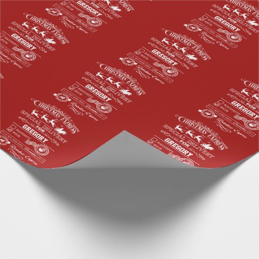 Chic Christmas Express Special Delivery Monogram Geschenkpapier (Ecke)