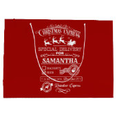 Chic Christmas Express Special Delivery Monogram Große Geschenktüte (Rückseite)