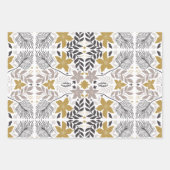 Chic Christmas Floral Deer Snowflake Black Holiday Geschenkpapier Set (Vorderseite)