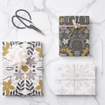 Chic Christmas Floral Deer Snowflake Black Holiday Geschenkpapier Set<br><div class="desc">Dieses schicke und moderne Weihnachtsverpackungspapier verfügt über ein Set von 3 verschiedenen Designs von Verpackungspapieren. 1. Ein weißer Hintergrund mit Weihnachtsferien-Blume. 2. Ein dunkelgrauer/schwarzer Hintergrund mit Hirsch und Urlaubspflanze. 3. Weiße Hintergrundfarbe mit Schneeflocken in Bräune. Ändern Sie die Hintergrundfarbe und personalisieren Sie sie für Ihre Bedürfnisse. In meinem Geschäft finden...</div>