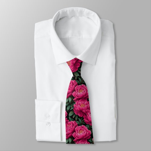 Chic Christmas Gift For Men Peonies Floral Krawatte (Gebunden)