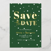 Chic Christmas Green Elegante Wedding Save the Dat Folieneinladung (Vorderseite)