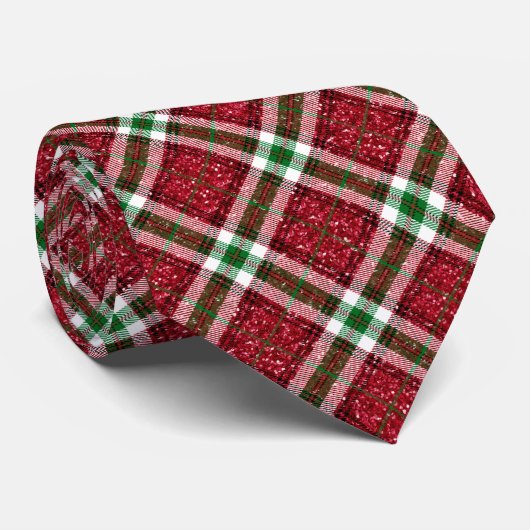 Chic Christmas Holiday Plaid Pattern  Krawatte (Gerollt)