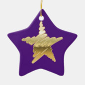 Chic Christmas metallic gold star lila Keramik Ornament (Vorne)