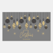 Chic Christmas Ornaments auf Grau Rechteckiger Aufkleber (Vorderseite)