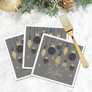 Chic Christmas Ornaments auf Grau Serviette