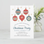 Chic Christmas Party Ornament Einladung (Stehend Vorderseite)