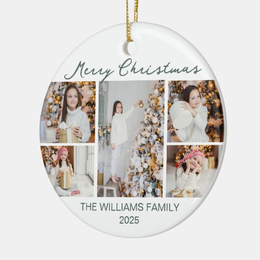 Chic Christmas Photo Collage 2025 Keepsake Keramik Ornament (Links)