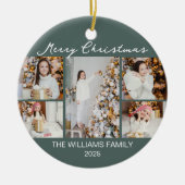 Chic Christmas Photo Collage Commemorative 2025 Keramik Ornament (Vorne)