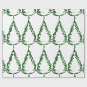 Chic Christmas Pine Tree Gemustert Geschenkpapier (Flach)