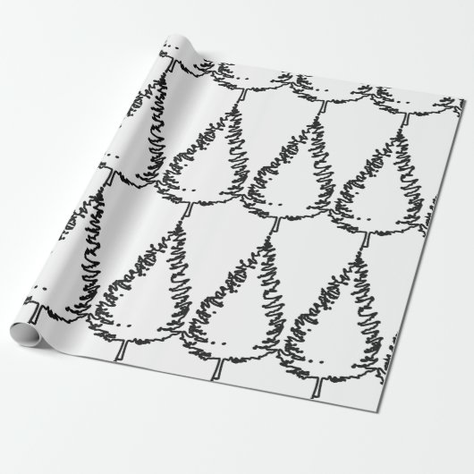 Chic Christmas Pine Tree Gemustert Geschenkpapier (Ungerollt)