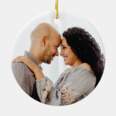 Chic Christmas Poinsettia Berries Foliage Foto Keramik Ornament (Hinten)