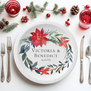 Chic Christmas Poinsettia Blumenzeremonie Pappteller
