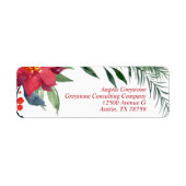 Chic Christmas Poinsettia Business Rücksendeadress (Vorne)