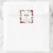 Chic Christmas Poinsettia essen Drink und seien Si Quadratischer Aufkleber (Tasche)