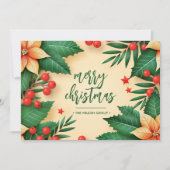 Chic Christmas Poinsettias Business Logo Feiertagskarte (Vorderseite)