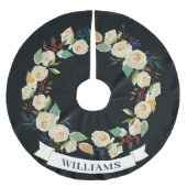 Chic Christmas Rose Wreath Pattern Polyester Weihnachtsbaumdecke (Vorderseite)