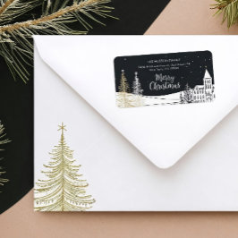 Chic Christmas Scene Return Address Label Adressaufkleber