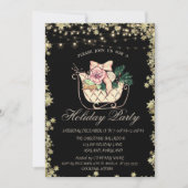 Chic Christmas Sleigh Stars Holiday Einladung (Vorderseite)