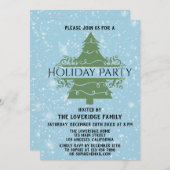 Chic Christmas Tree Holiday Party Snowflakes Blue Einladung (Vorne/Hinten)