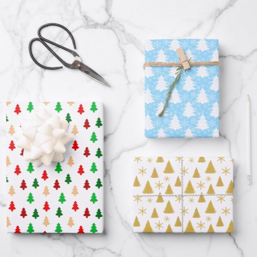 Chic Christmas Tree Pattern Geschenkpapier Set (Vorderseite)